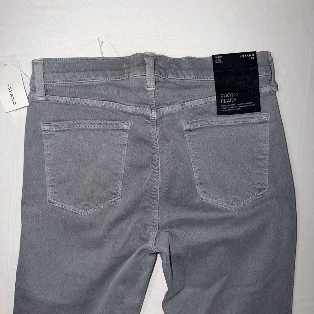 J Brand Selena MidRise Crop Boot Jeans Georgetown Grey Raw Hem 28 NWT Kick Flare - Picture 13 of 13